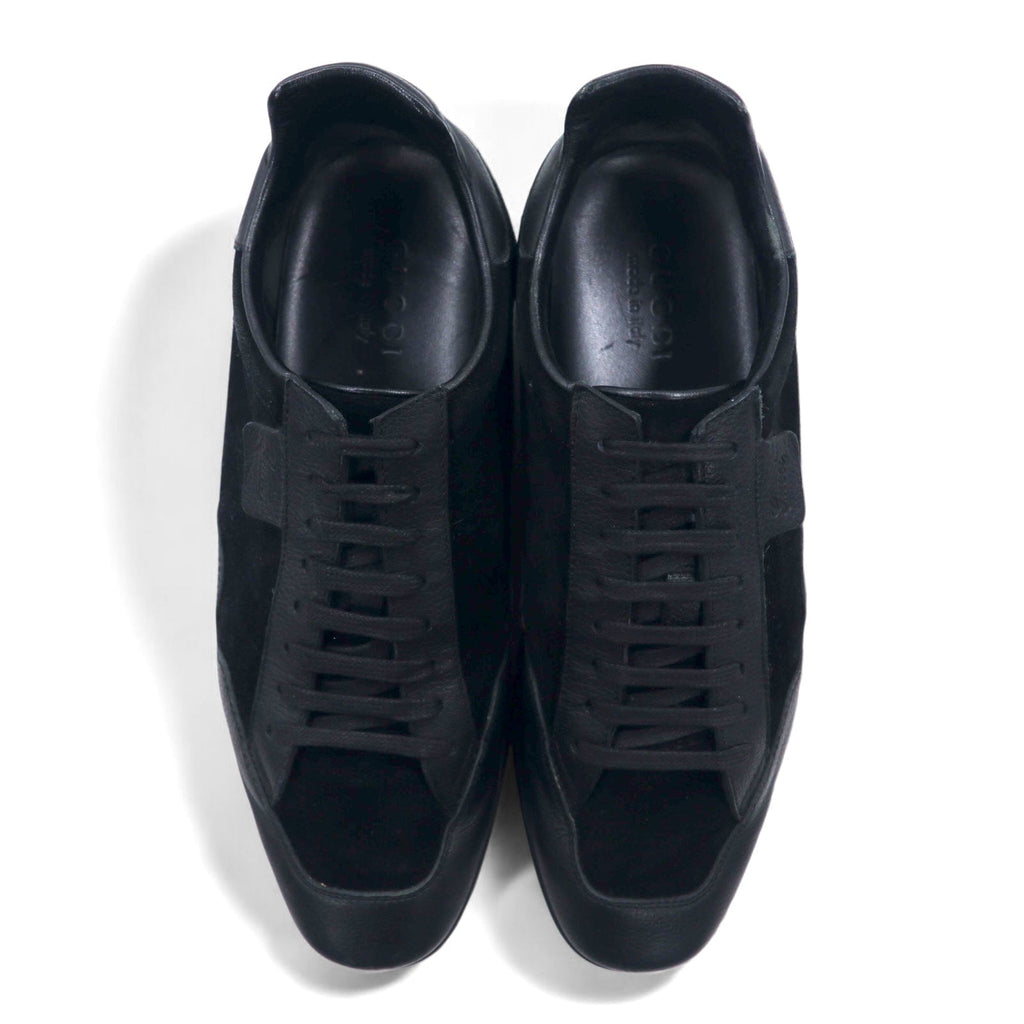 GUCCI Made in Italy German Trainer Sneakers in Pelle 26.5cm Nero Scamosciato 317052
