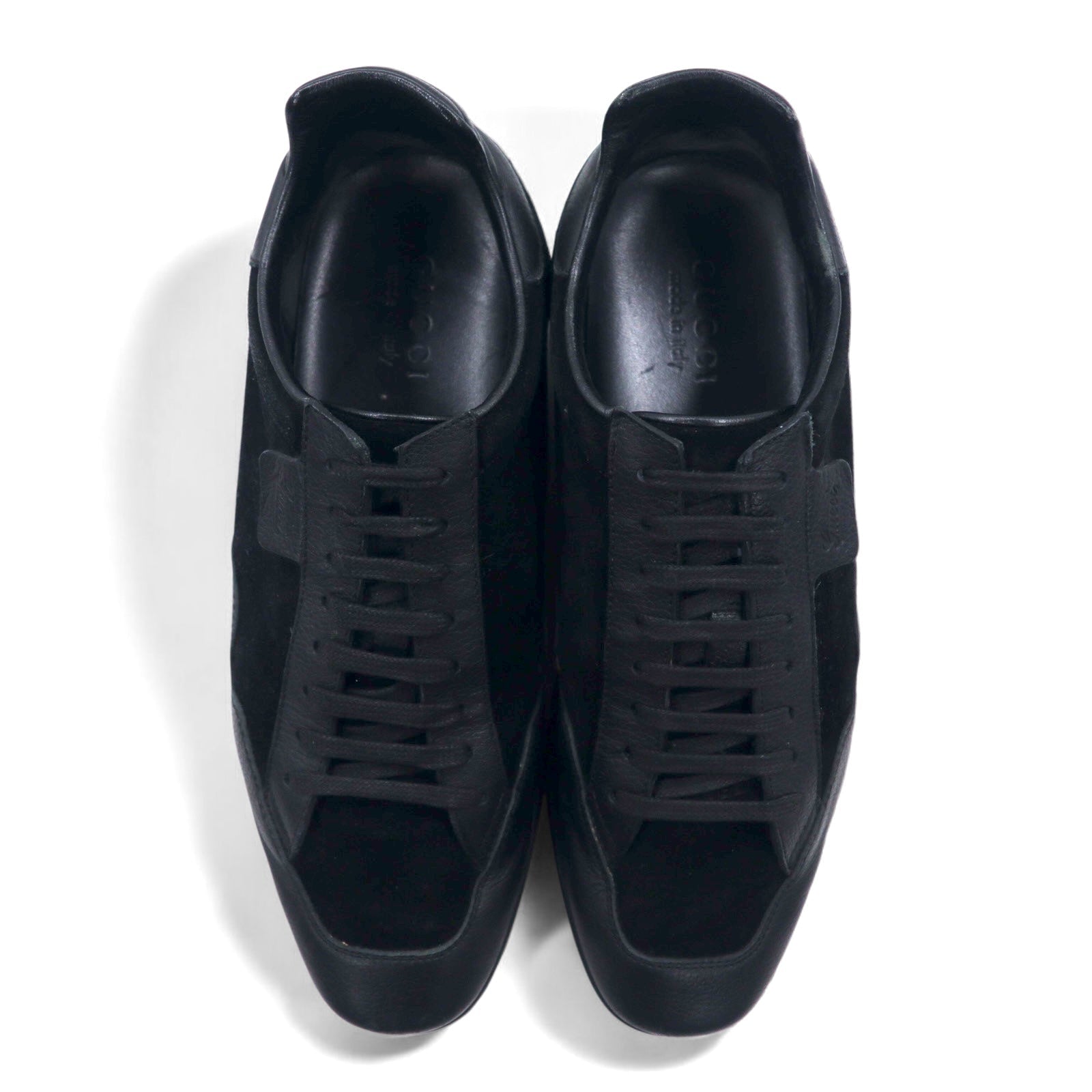GUCCI Made in Italy German Trainer Sneakers in Pelle 26.5cm Nero Scamosciato 317052