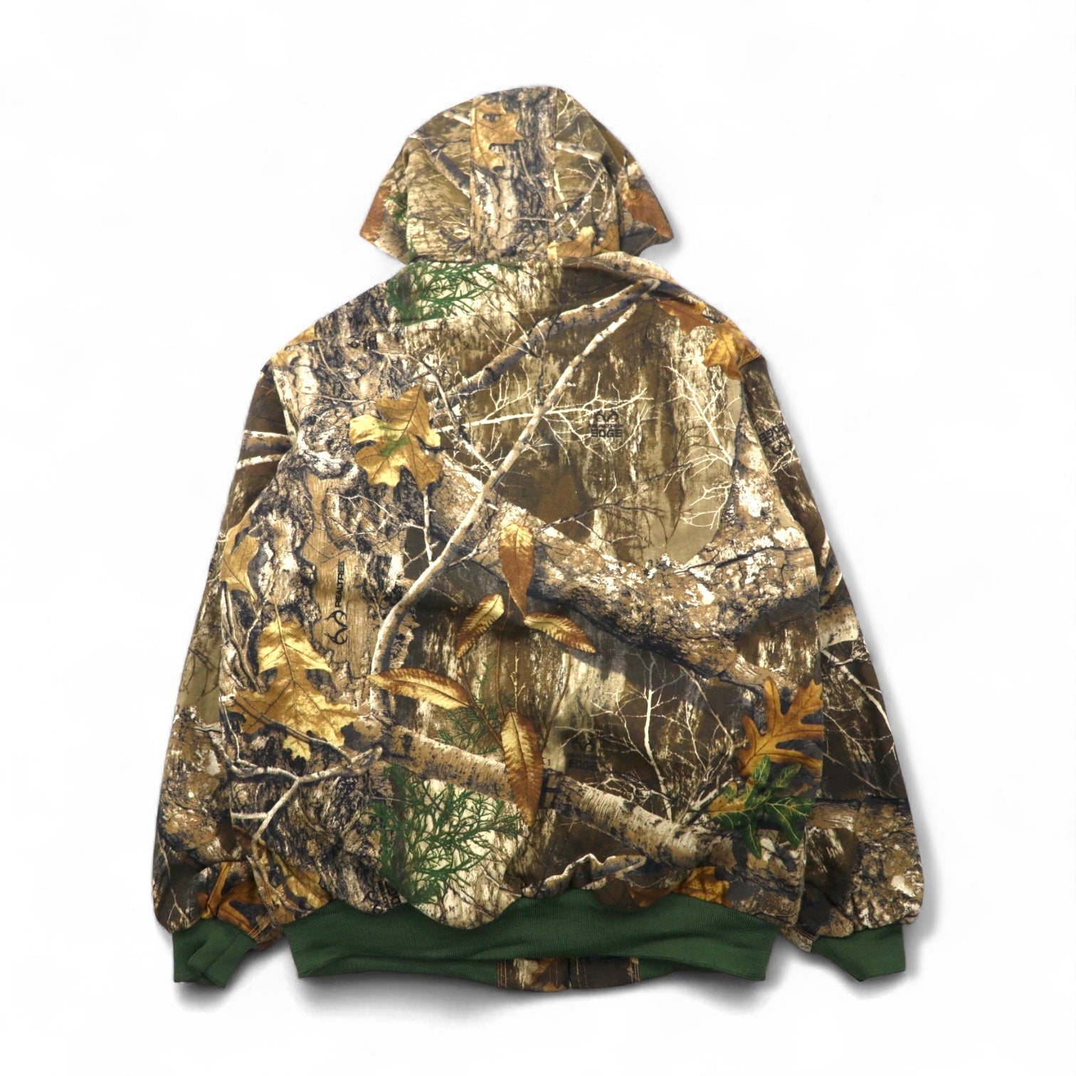 Carhartt, rielaborato, riassemblato, mimetica Real Tree, giacca Active, felpa con cappuccio, taglia L, kaki, cotone
