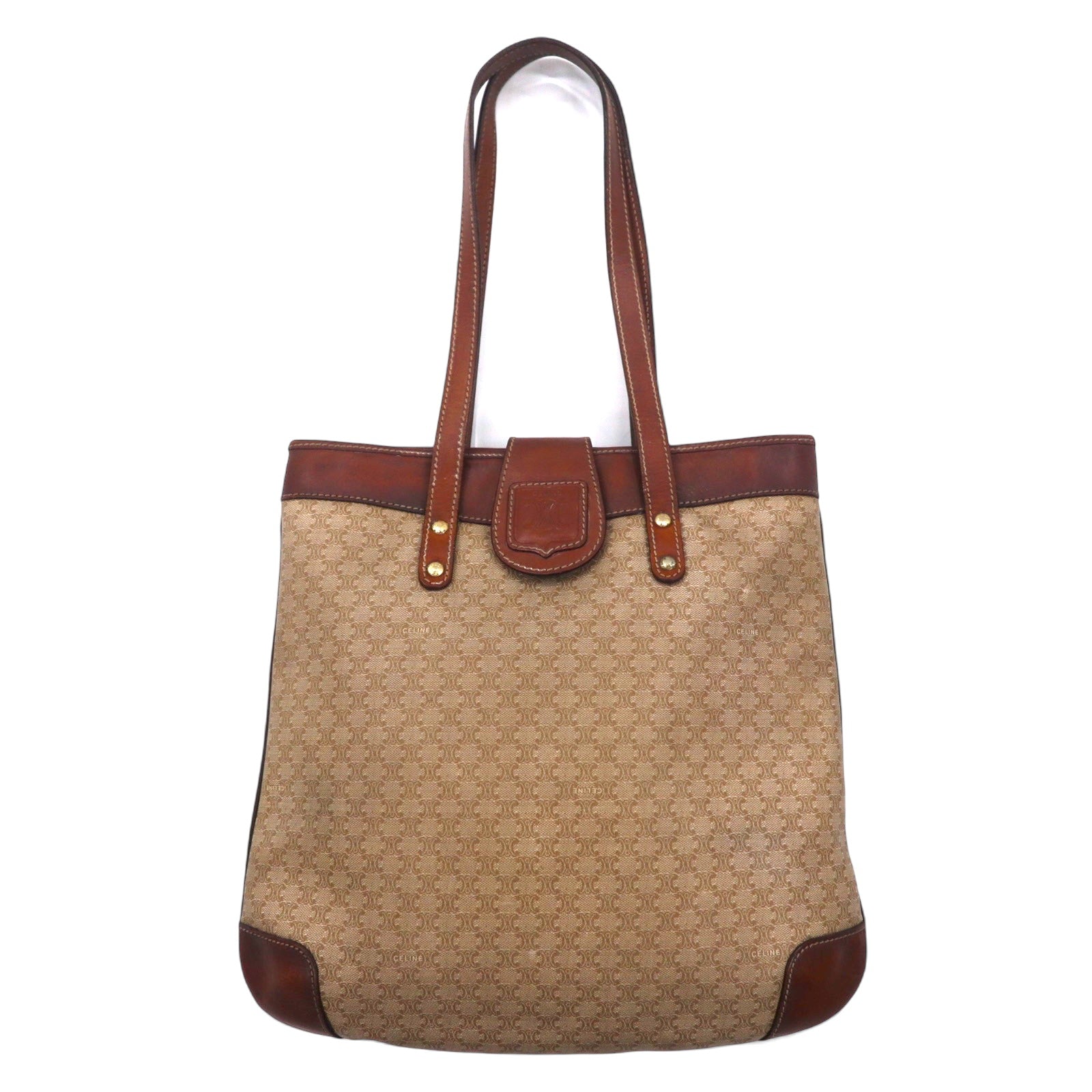 CELINE Tote bag in old Macadam pattern, made in Italy, beige, logo all-over print, riri zip M06