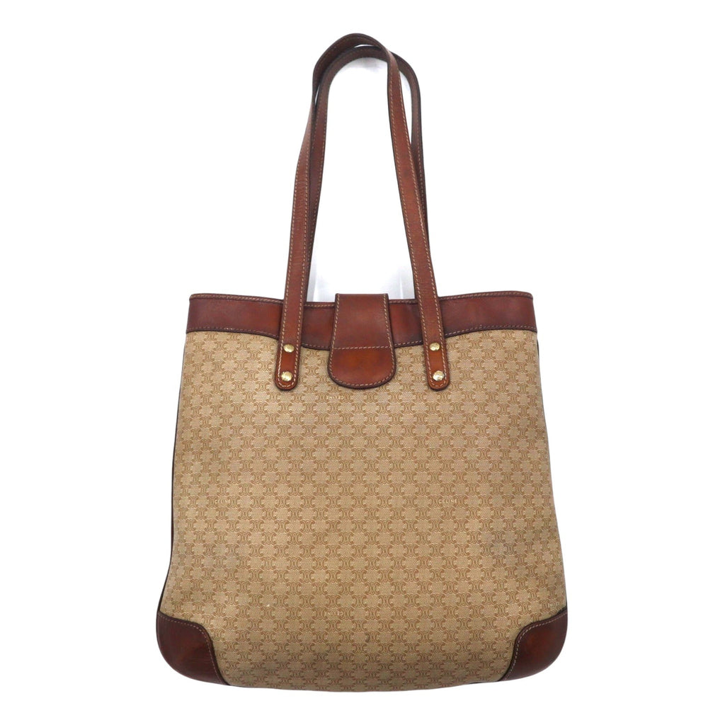 CELINE Tote bag in old Macadam pattern, made in Italy, beige, logo all-over print, riri zip M06