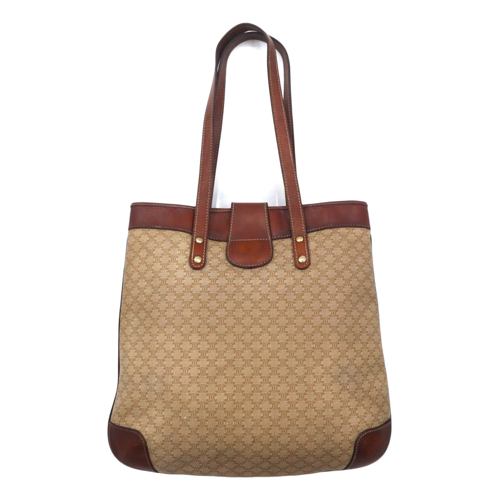 CELINE Tote bag in old Macadam pattern, made in Italy, beige, logo all-over print, riri zip M06
