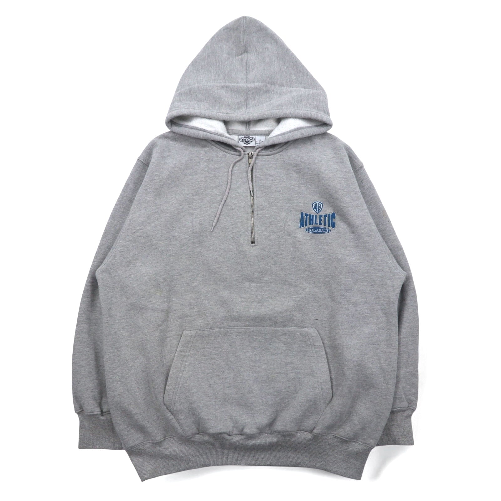 WARNER BROS. Anni '90 Looney Tunes ricamo personaggi felpa con cappuccio a mezza zip XL grigio ACME CLOTHING CO.