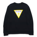 Felpa GUESS con stampa triangolare e logo, taglia L, colore nero, in cotone