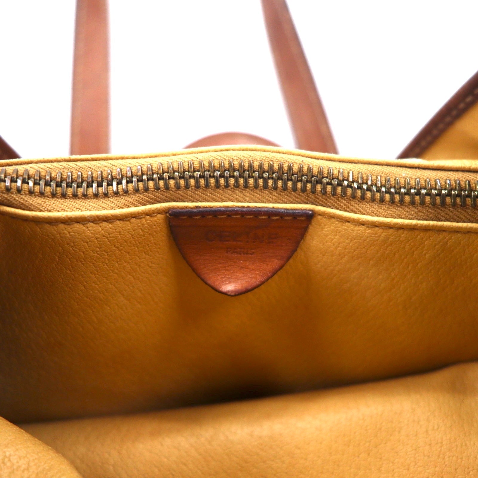 CELINE Tote bag in old Macadam pattern, made in Italy, beige, logo all-over print, riri zip M06