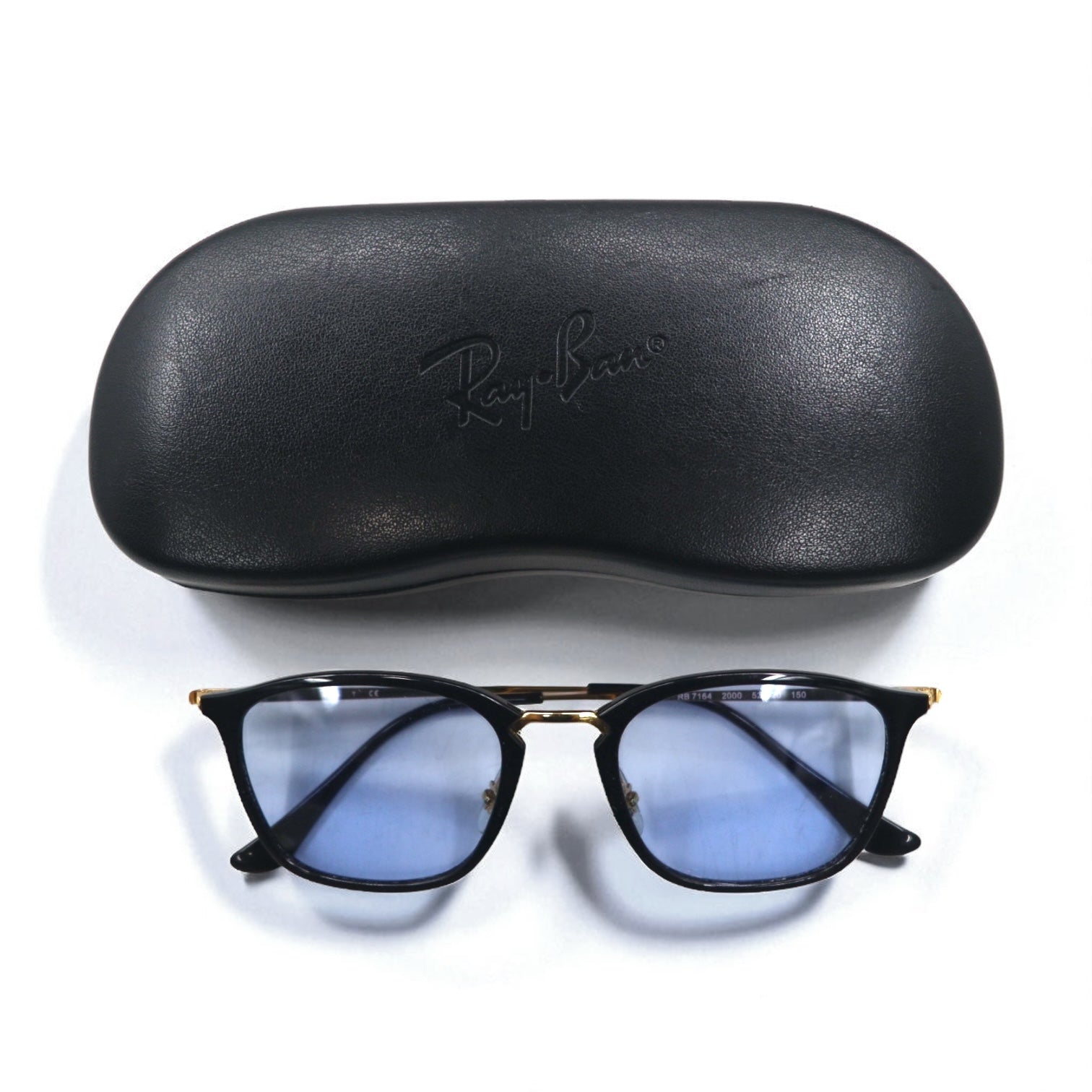 Occhiali da sole quadrati Ray-Ban, nero/oro, lenti colorate, RB7164 2000 52-20 150