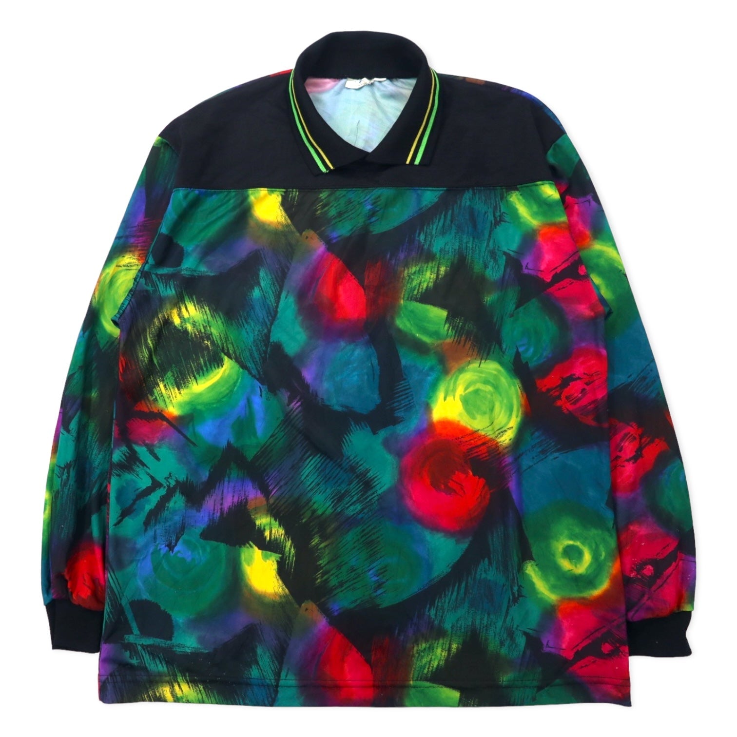 Maglia sportiva da gioco/pista HIGH 5 SPORTSWEAR, anni '90, Made in USA, taglia L, nera, fantasia all-over, in poliestere