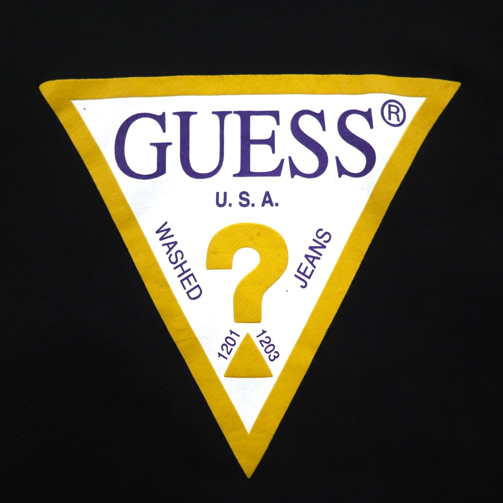 Felpa GUESS con stampa triangolare e logo, taglia L, colore nero, in cotone