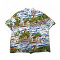Esclusiva abbigliamento di reyn spooner Anni '90 Non in vendita Fatto alle Hawaii Etichetta bikini Camicia hawaiana 2XL Blu Fantasia all-over