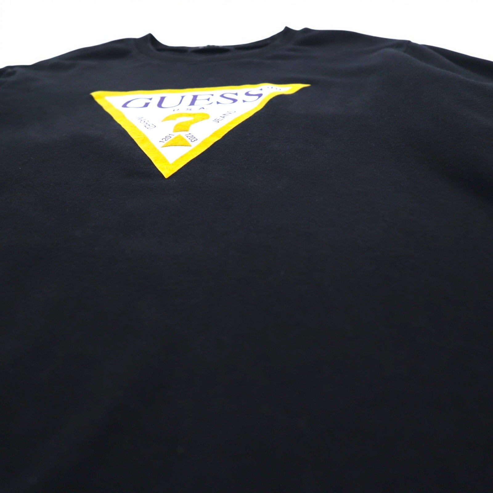 Felpa GUESS con stampa triangolare e logo, taglia L, colore nero, in cotone