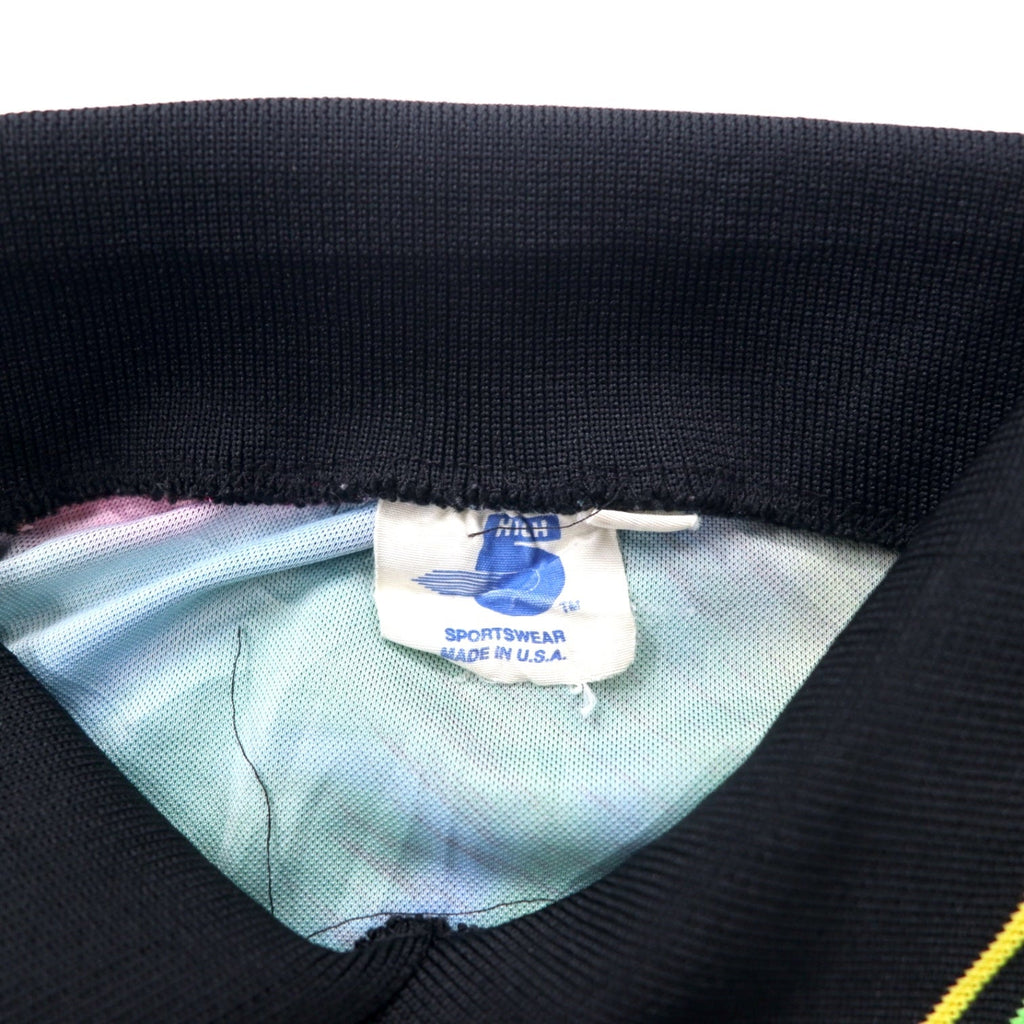 Maglia sportiva da gioco/pista HIGH 5 SPORTSWEAR, anni '90, Made in USA, taglia L, nera, fantasia all-over, in poliestere