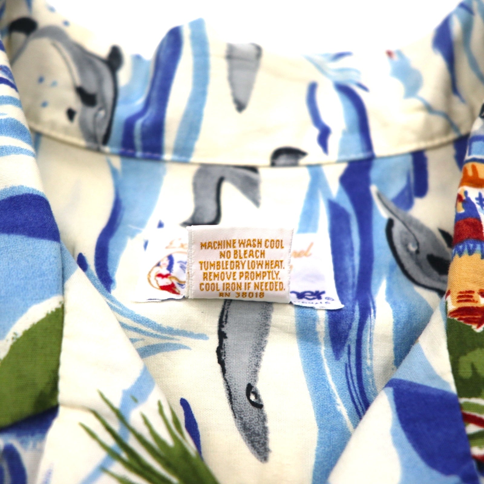 Esclusiva abbigliamento di reyn spooner Anni '90 Non in vendita Fatto alle Hawaii Etichetta bikini Camicia hawaiana 2XL Blu Fantasia all-over