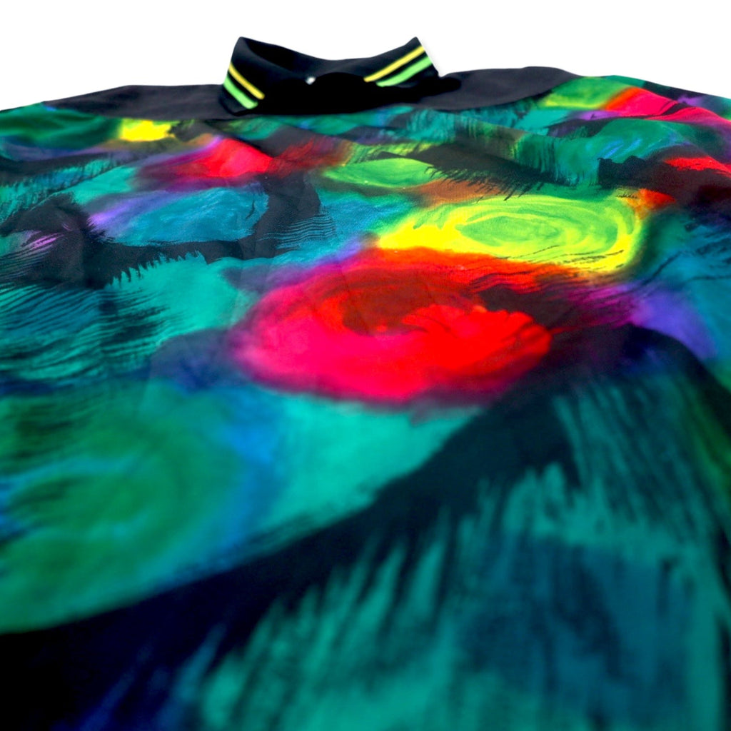 Maglia sportiva da gioco/pista HIGH 5 SPORTSWEAR, anni '90, Made in USA, taglia L, nera, fantasia all-over, in poliestere