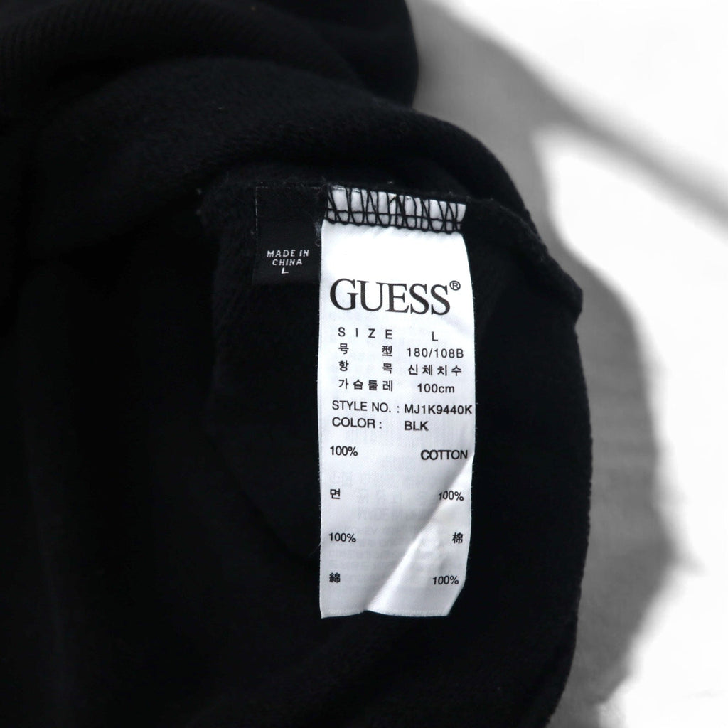 Felpa GUESS con stampa triangolare e logo, taglia L, colore nero, in cotone