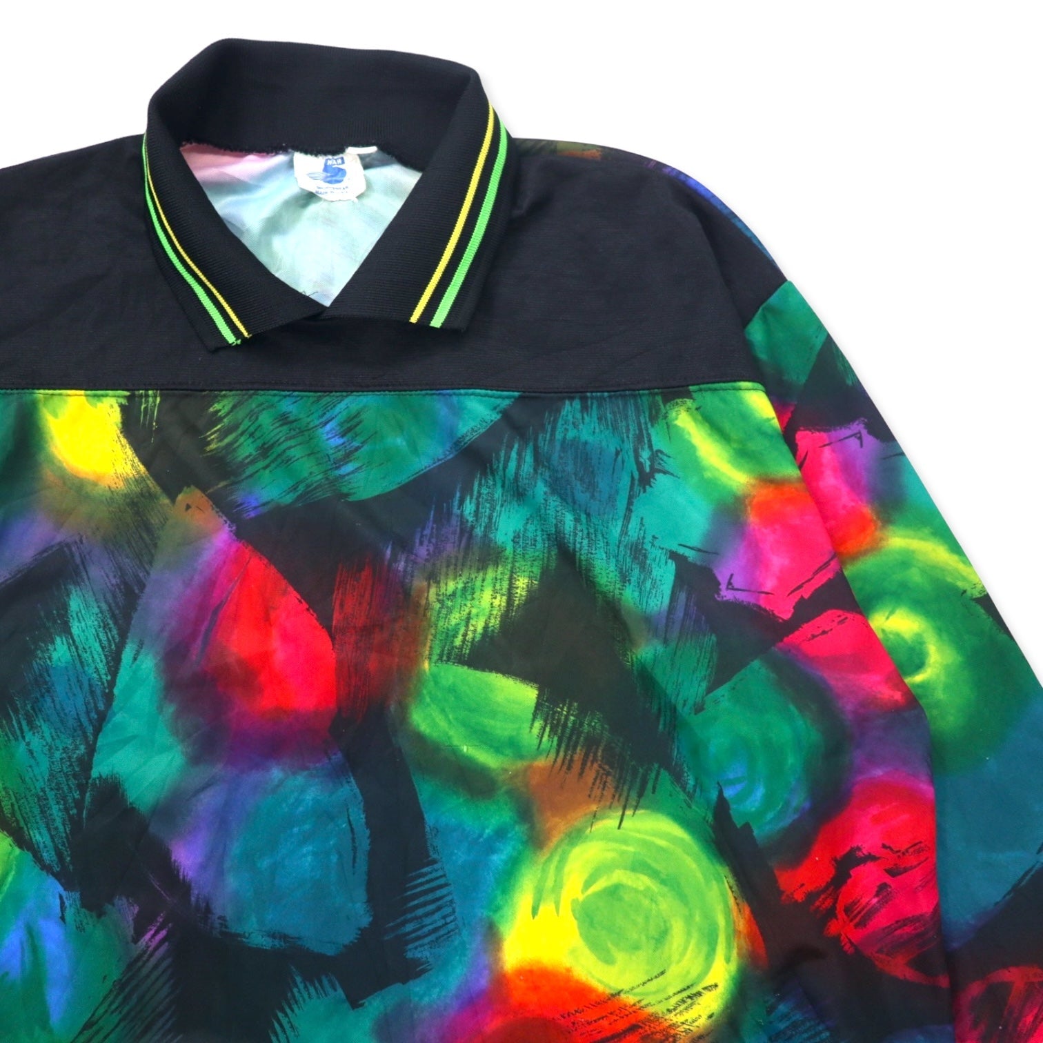 Maglia sportiva da gioco/pista HIGH 5 SPORTSWEAR, anni '90, Made in USA, taglia L, nera, fantasia all-over, in poliestere