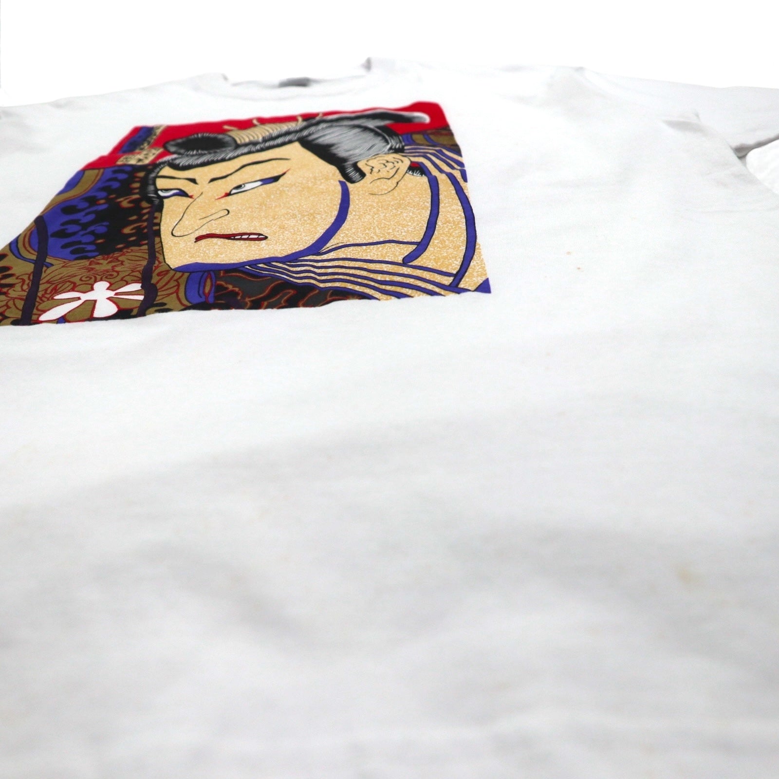 T-Shirt Japan Shine Ukiyo-e Stampa L Bianca Cotone Pittura Giapponese Kabuki Onoe Kikugorō