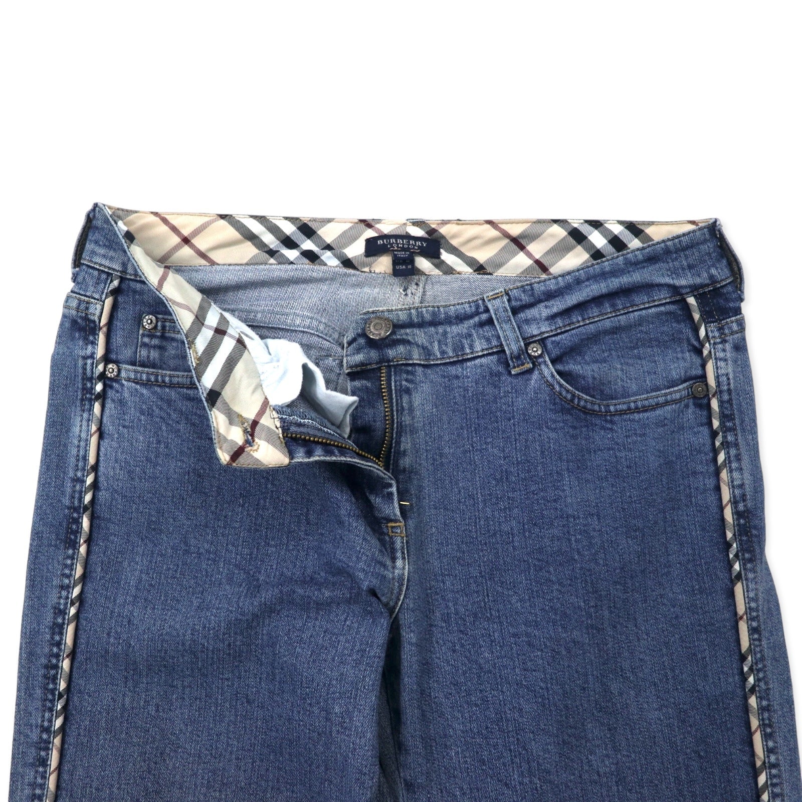 BURBERRY Pantaloni in denim bootcut Nova Check Made in Italy 10 Blu Cotone Stretch
