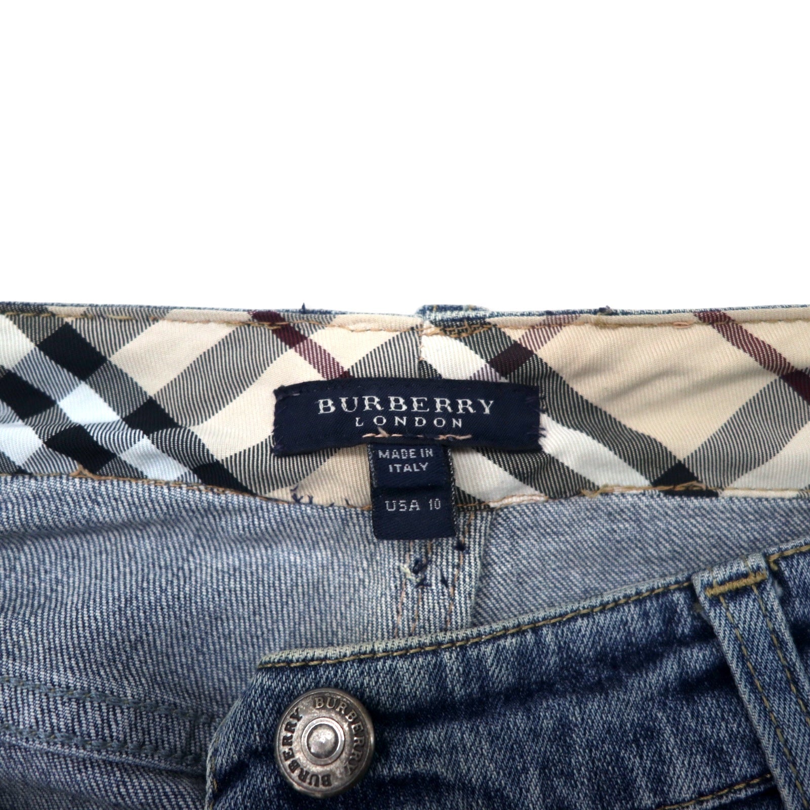 BURBERRY Pantaloni in denim bootcut Nova Check Made in Italy 10 Blu Cotone Stretch