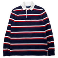 Polo by Ralph Lauren anni '90, maglia rugby a righe, taglia M, blu navy, cotone, piccolo pony ricamato, made in Sri Lanka