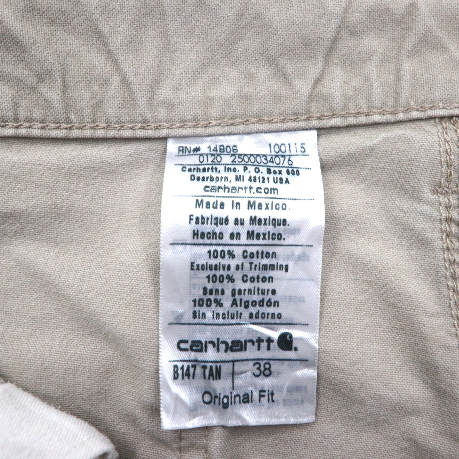 Carhartt - Pantaloncini corti da imbianchino in tela, modello Utility Work Shorts, in tela, taglia XL, colore beige, B147, Made in Mexico