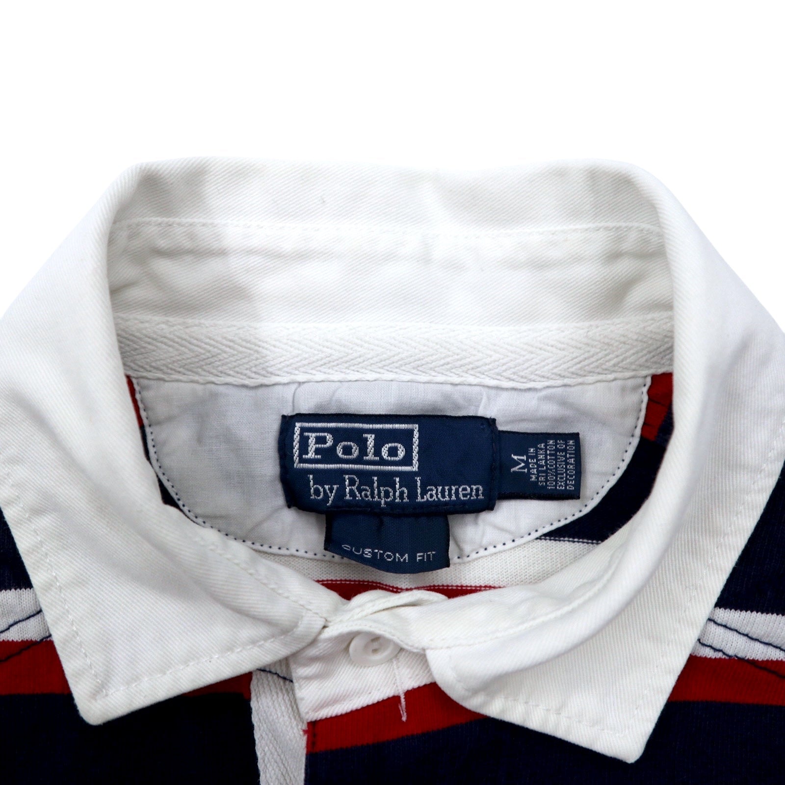 Polo by Ralph Lauren anni '90, maglia rugby a righe, taglia M, blu navy, cotone, piccolo pony ricamato, made in Sri Lanka