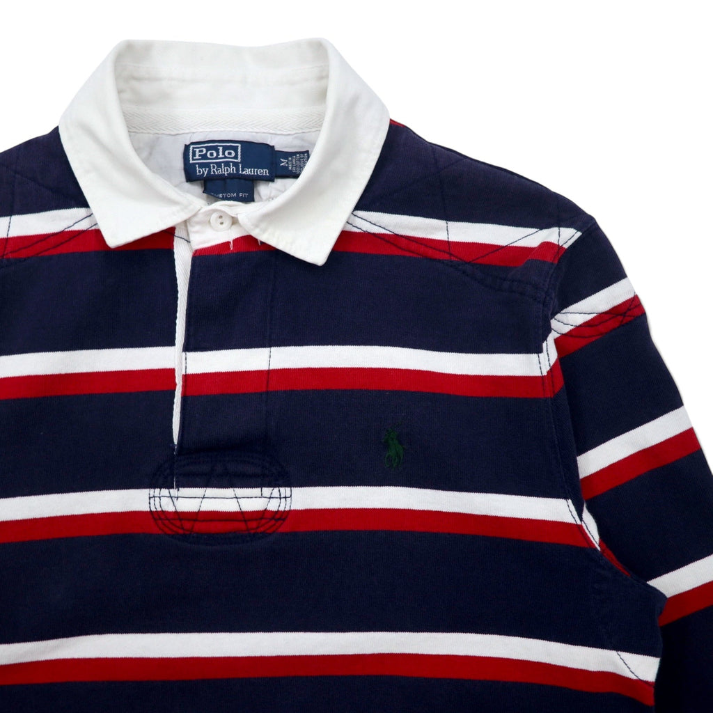 Polo by Ralph Lauren anni '90, maglia rugby a righe, taglia M, blu navy, cotone, piccolo pony ricamato, made in Sri Lanka