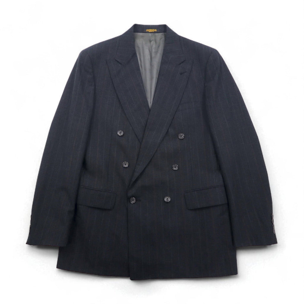 Vintage 80s USA Made Pinstripe Double Breasted Blazer Jacket EVAN PICONE 80年代 USA製 ダブル テーラードジャケット ブレザー L ユニオンメイド ACTWUタグ TAILORED FOR FOLEYS