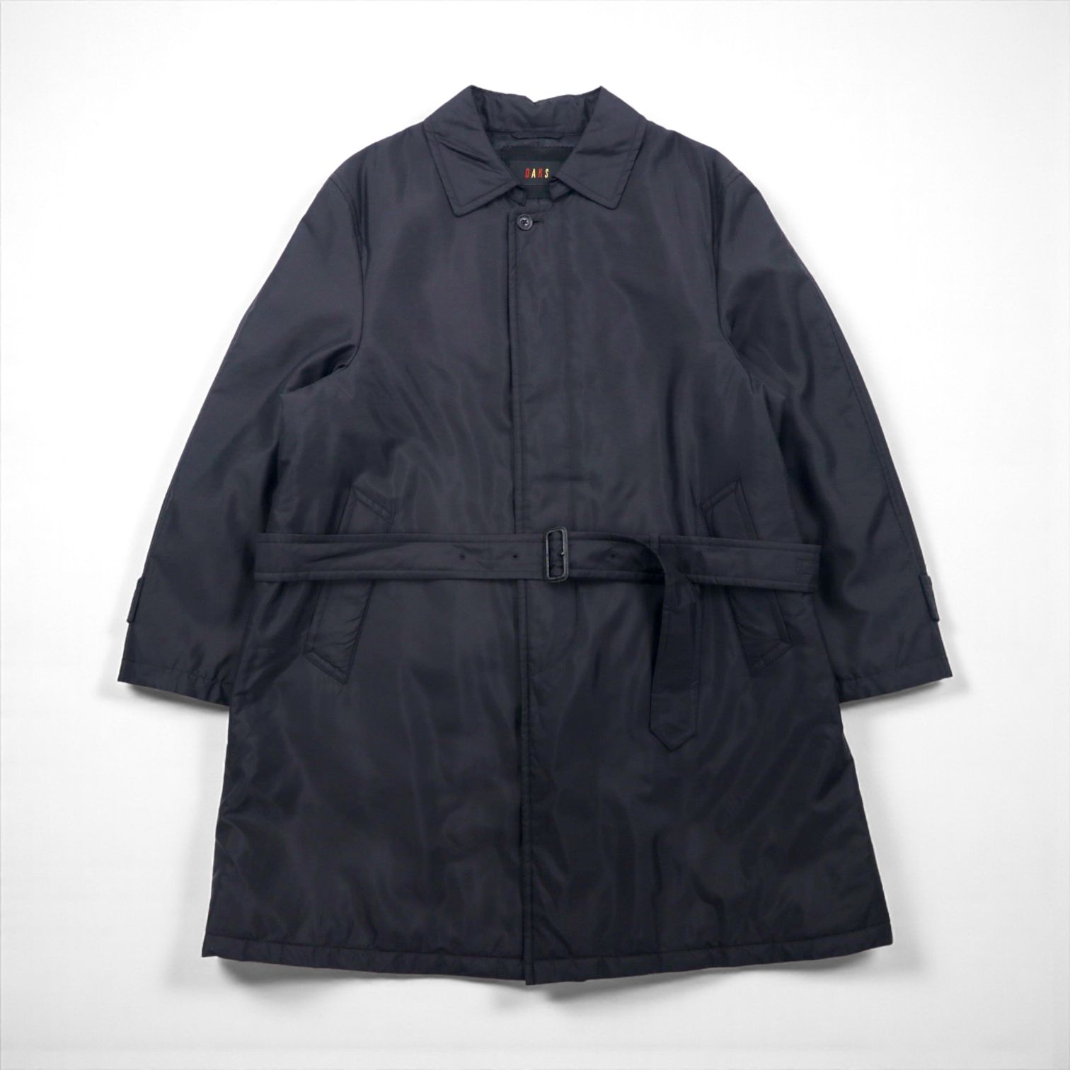DAKS パデッド ステンカラーコート L ブラック 中綿 インサレーション ベルト付 日本製