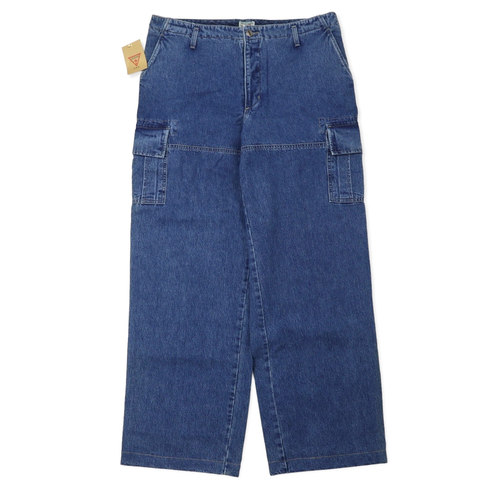 GUESS JEANS USA 90s Jeans Cargo baggy 36 blu cotone Cerniera TALON Nuovo