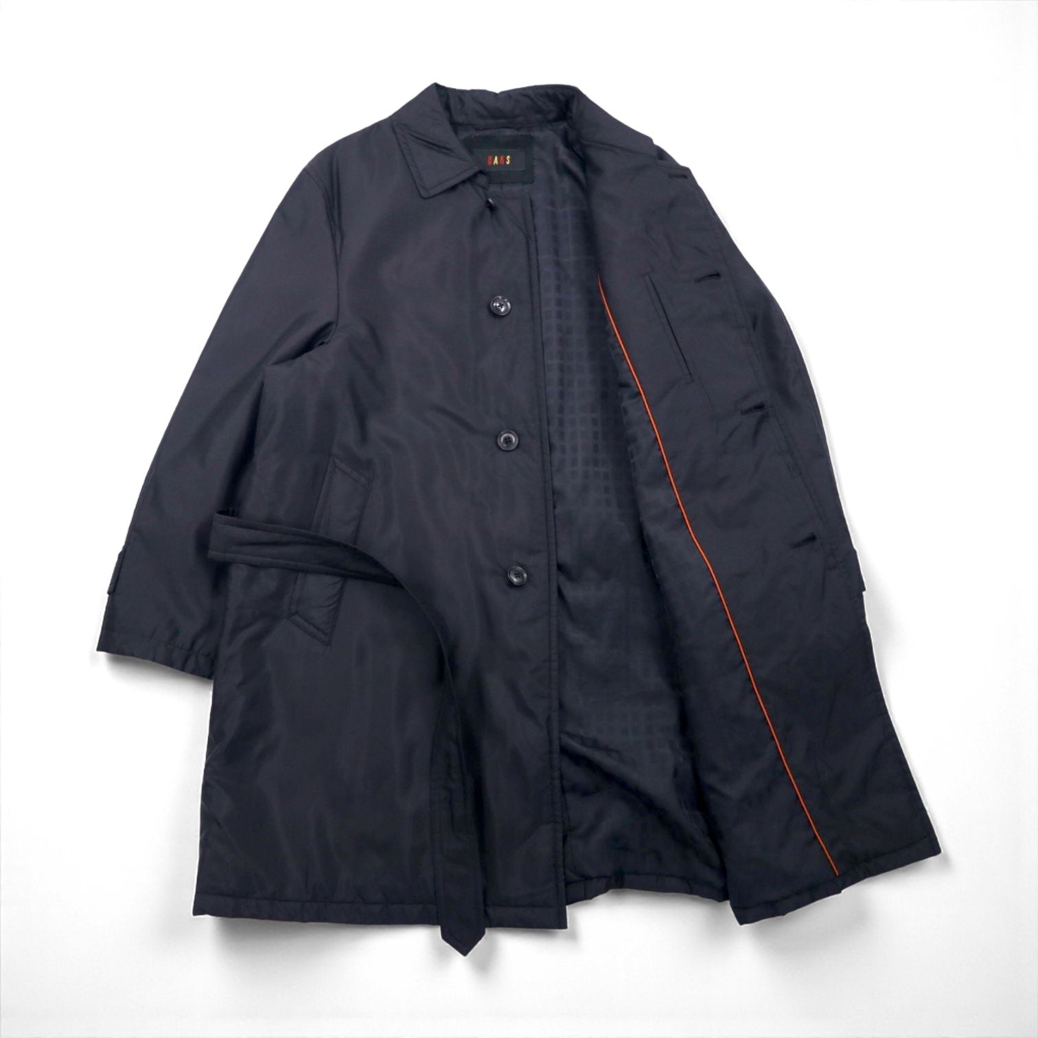 DAKS パデッド ステンカラーコート L ブラック 中綿 インサレーション ベルト付 日本製