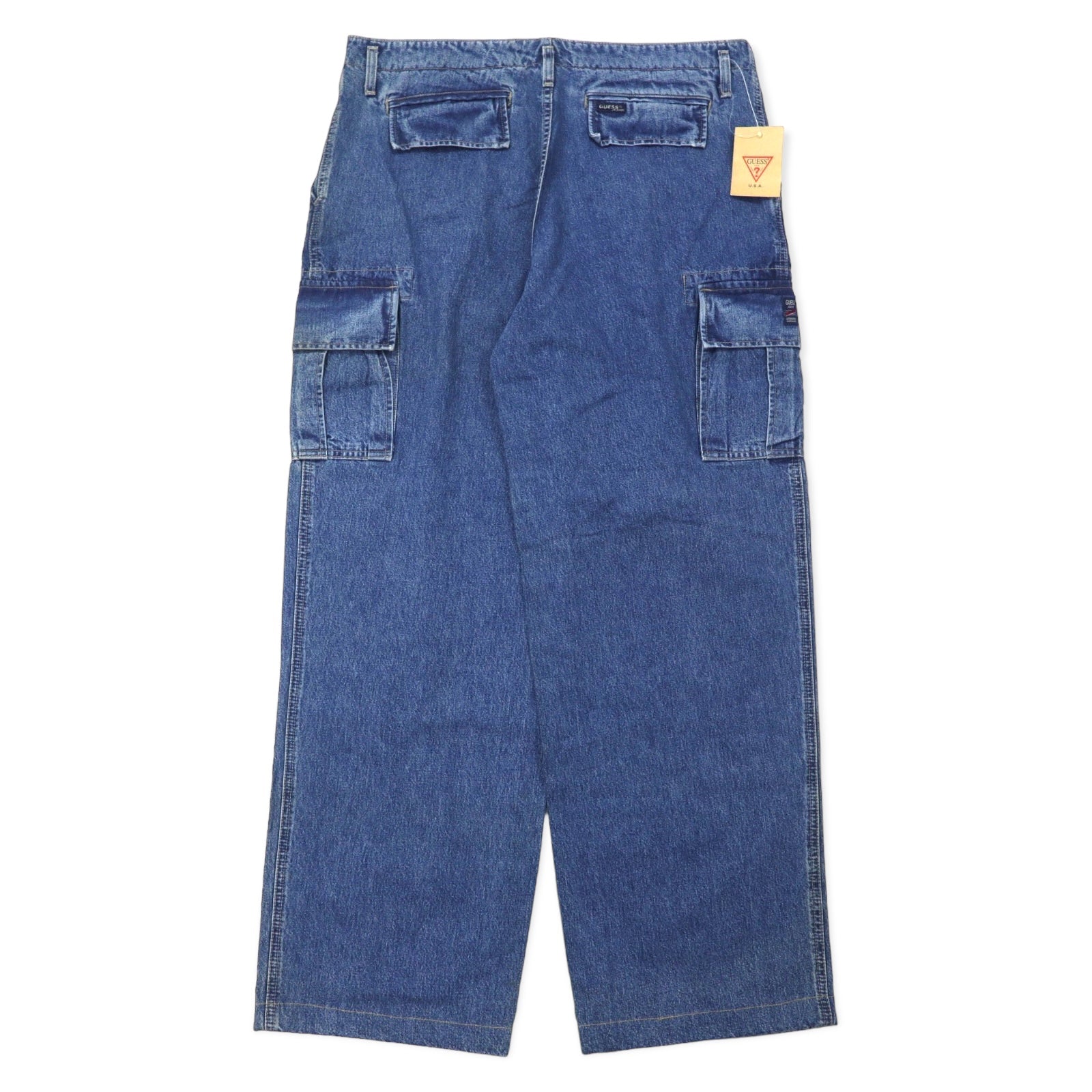 GUESS JEANS USA 90s Jeans Cargo baggy 36 blu cotone Cerniera TALON Nuovo