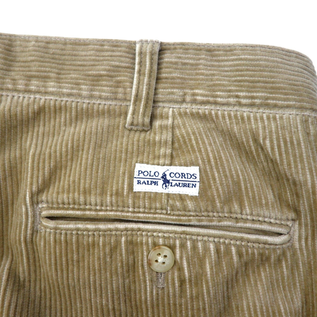 Polo by Ralph Lauren 90年代 タック ワイド コーデュロイパンツ 34 ベージュ コットン センタープレス POLO CORDS