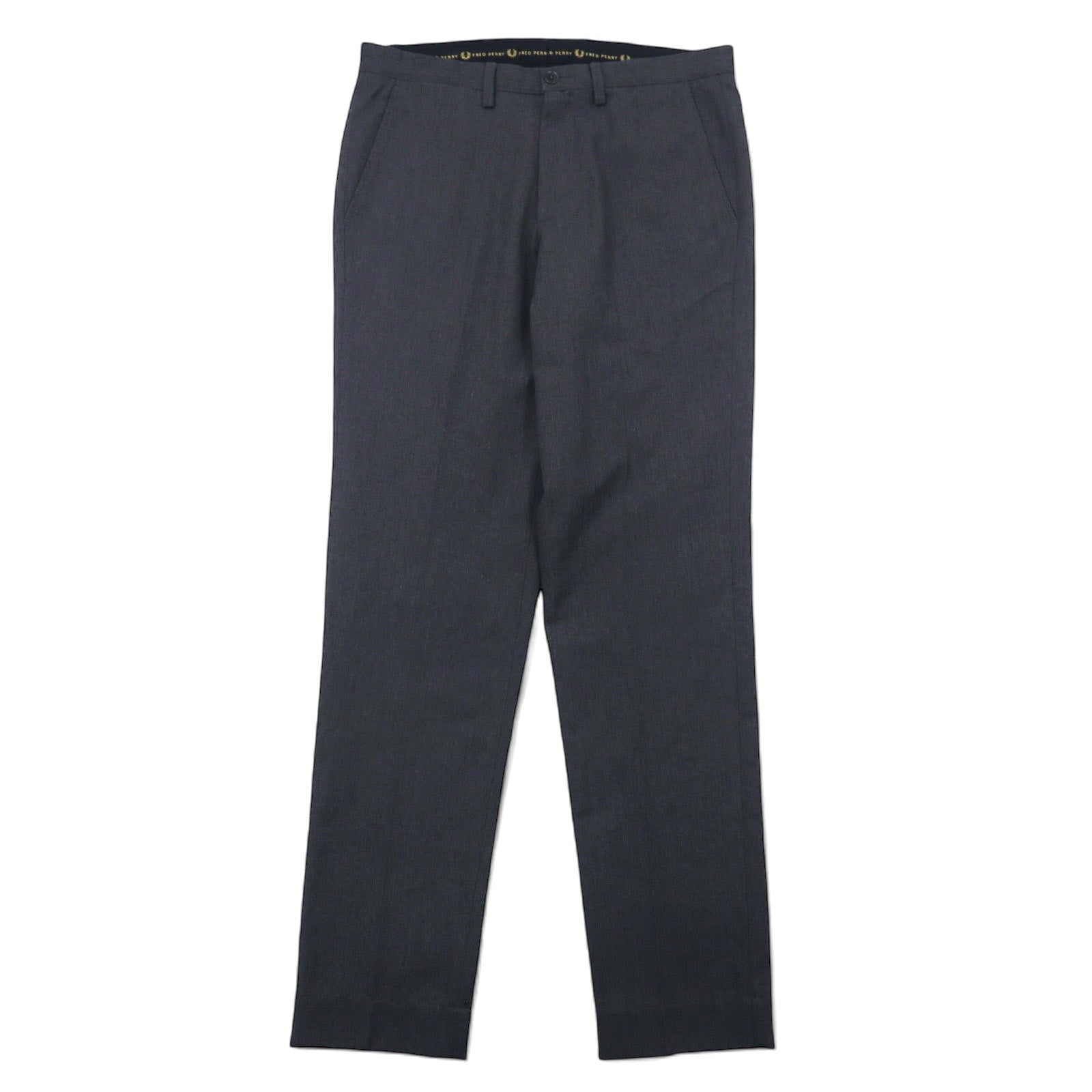 FRED PERRY Pantaloni affusolati a pieghe centrali 30 grigi in cotone PEG LEG TROUSER T3815 Prodotto in Portogallo
