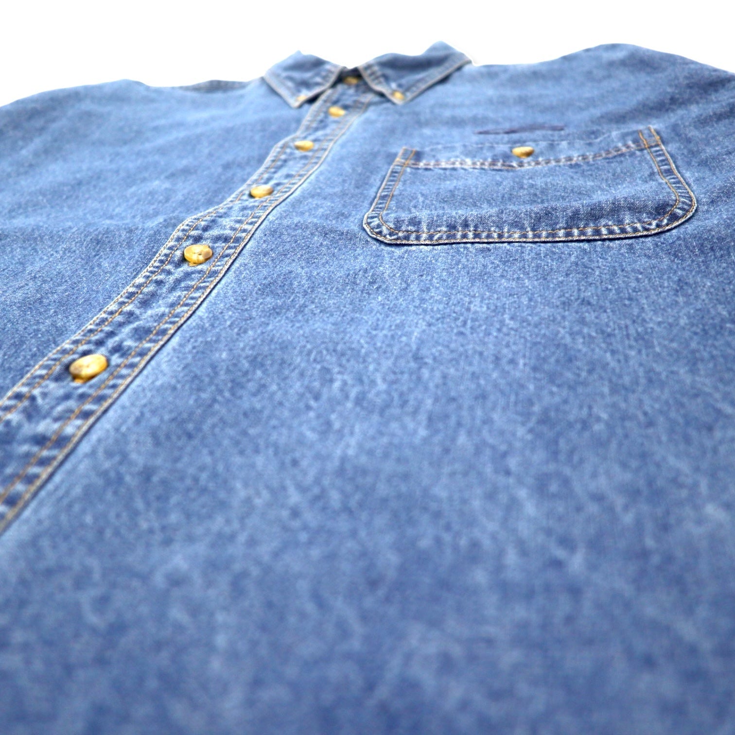 Camicia button-down in denim Lee anni '90, taglia XL, blu, cotone, collezione DENIM, ricamo a punto singolo, azienda statunitense, taglia grande