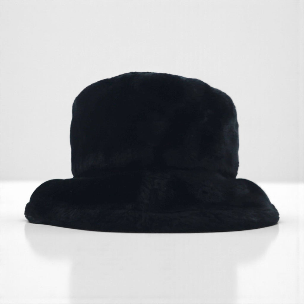 90s Vintage Faux Fur Bucket Hat フェイクファー バケットハット ブラック エコファー