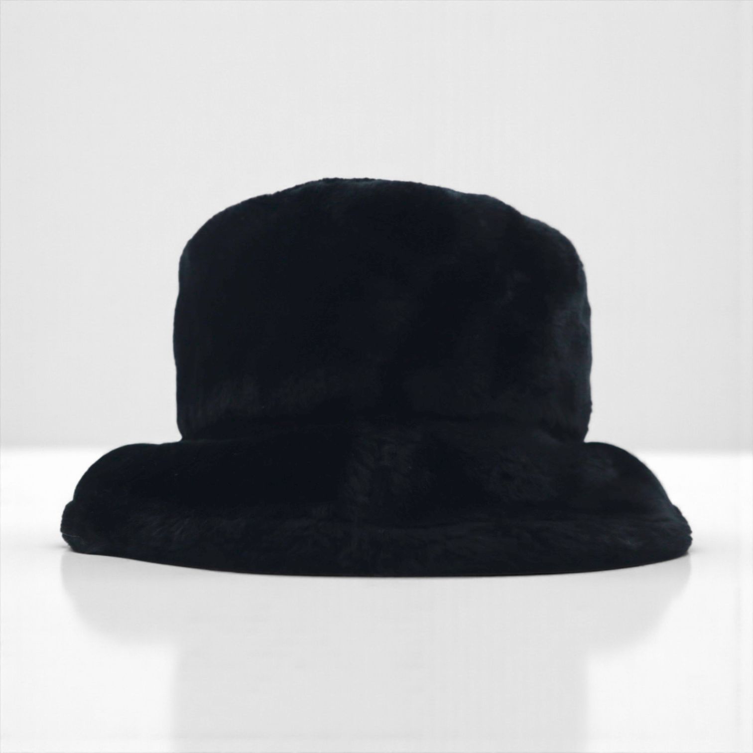 90s Vintage Faux Fur Bucket Hat フェイクファー バケットハット ブラック エコファー