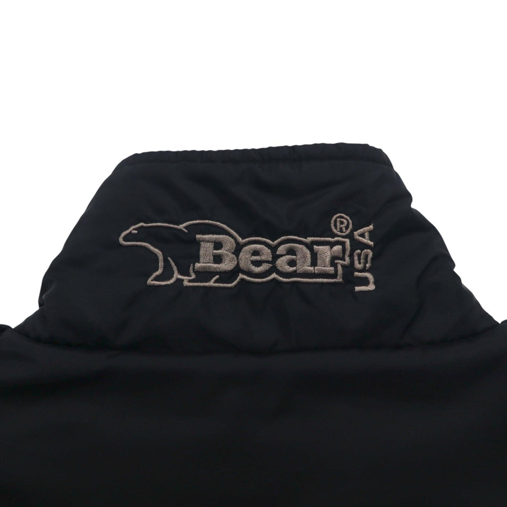 Bear USA anni '90 giacca a collo alto in nylon tuta sportiva XL nera con logo a nastro e striscia laterale