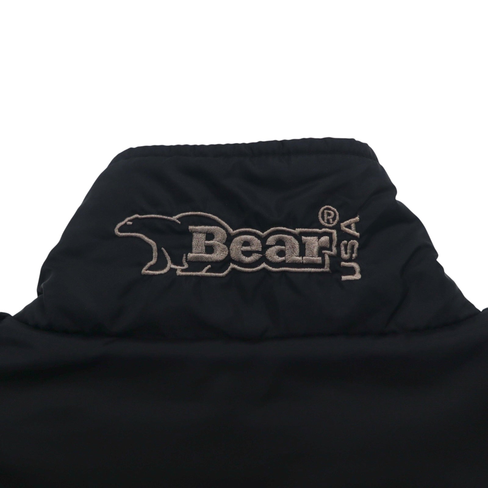 Bear USA anni '90 giacca a collo alto in nylon tuta sportiva XL nera con logo a nastro e striscia laterale
