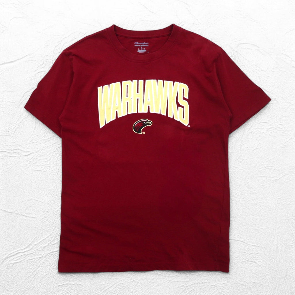 T-shirt Champion college ricamata XL bordeaux cotone WARHAWKS logo ad arco
