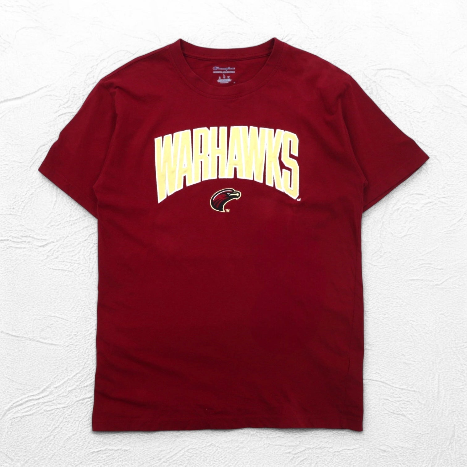 T-shirt Champion college ricamata XL bordeaux cotone WARHAWKS logo ad arco