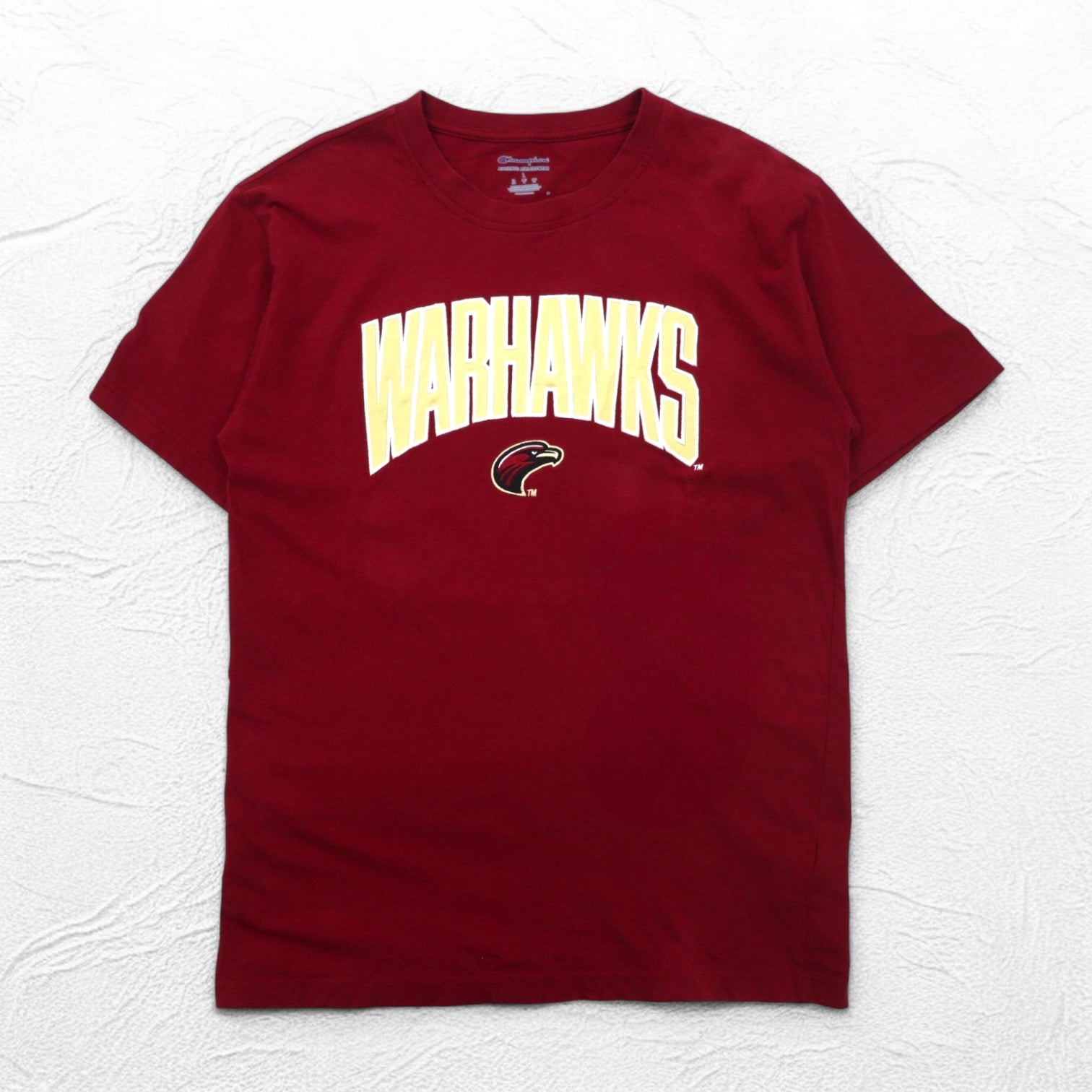 T-shirt Champion college ricamata XL bordeaux cotone WARHAWKS logo ad arco