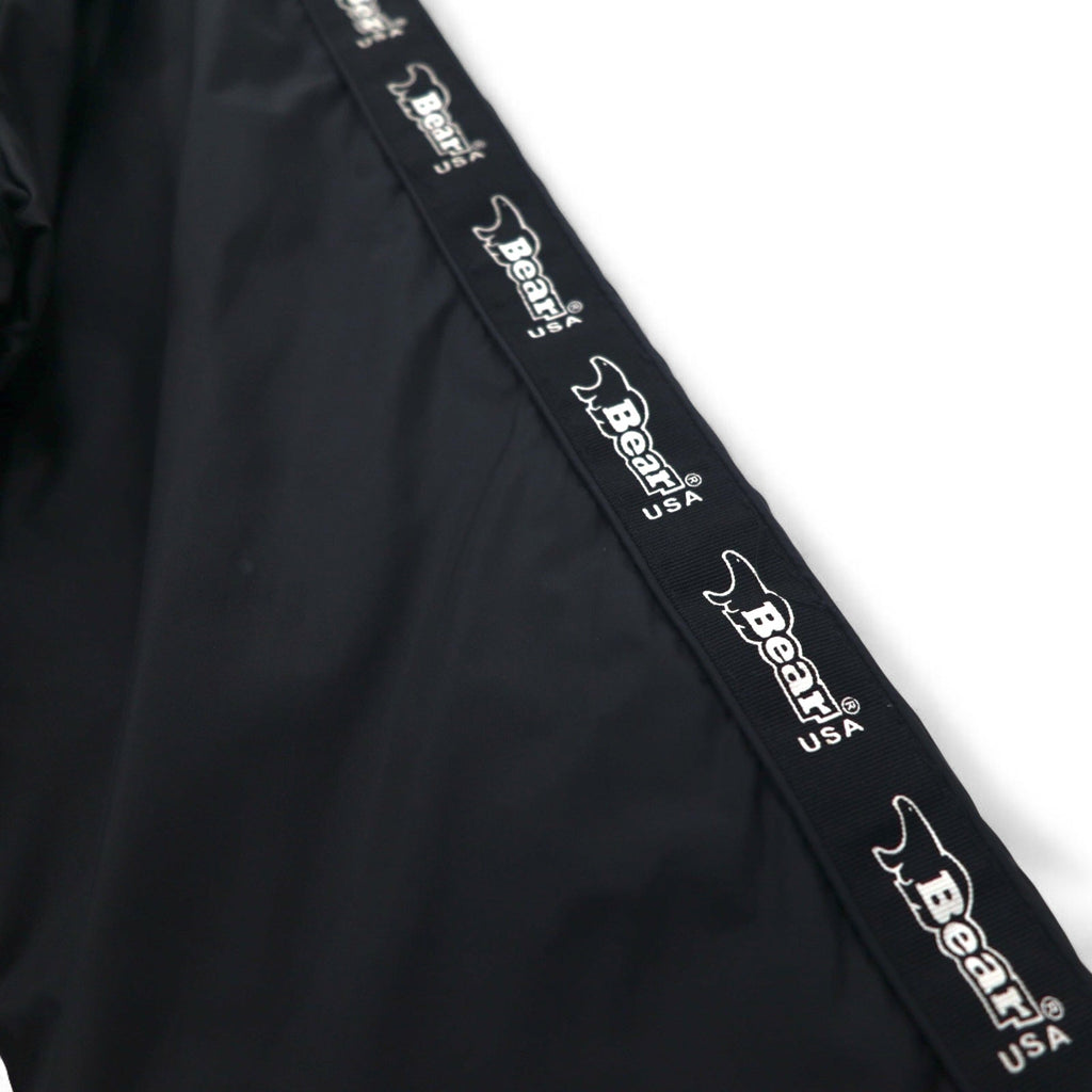 Bear USA anni '90 giacca a collo alto in nylon tuta sportiva XL nera con logo a nastro e striscia laterale