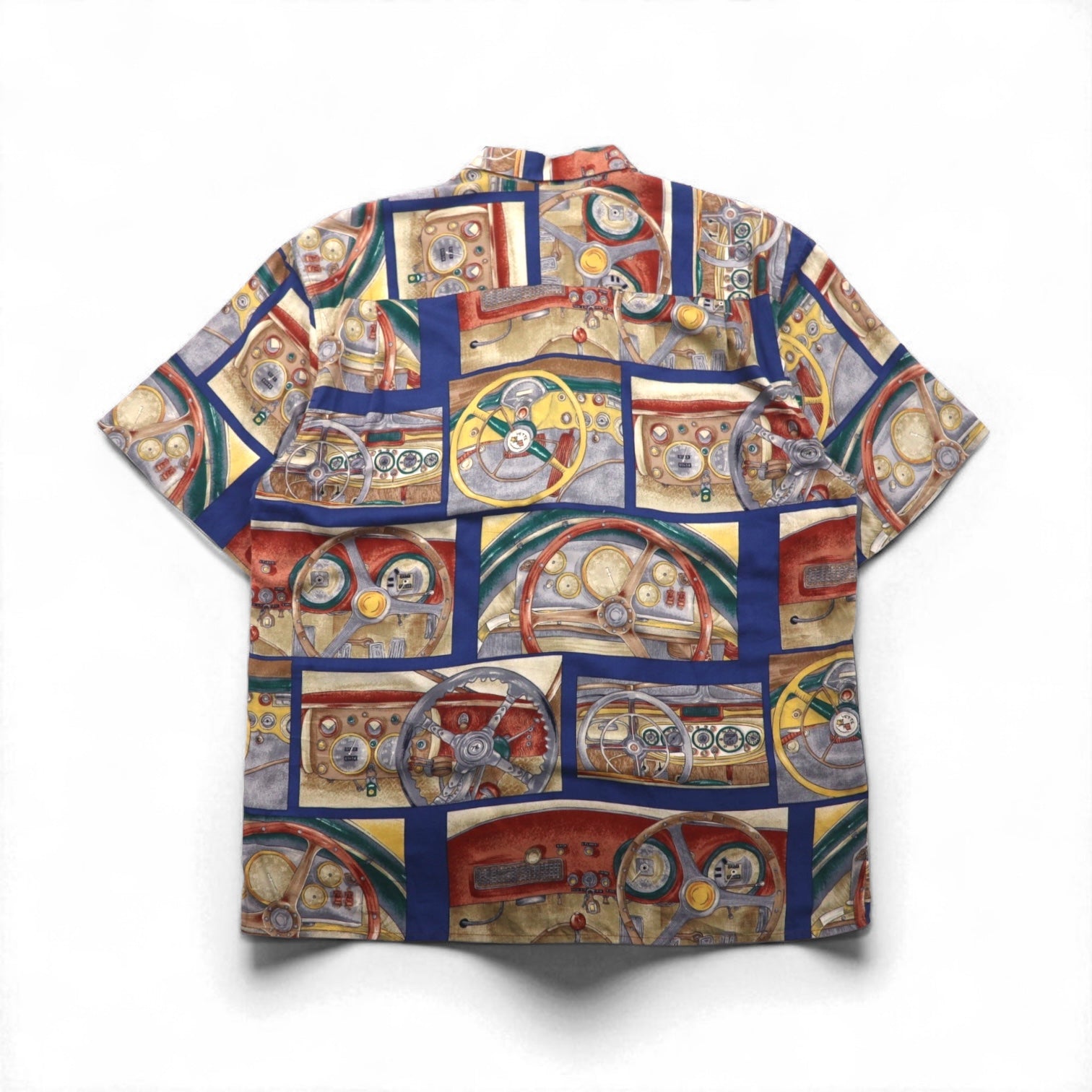 Rayn SPOONER anni '80 Made in Hawaii etichetta Diamond Head AMERICAN CLASSICS camicia hawaiana L Blu navy EGYPTIAN COTTON
