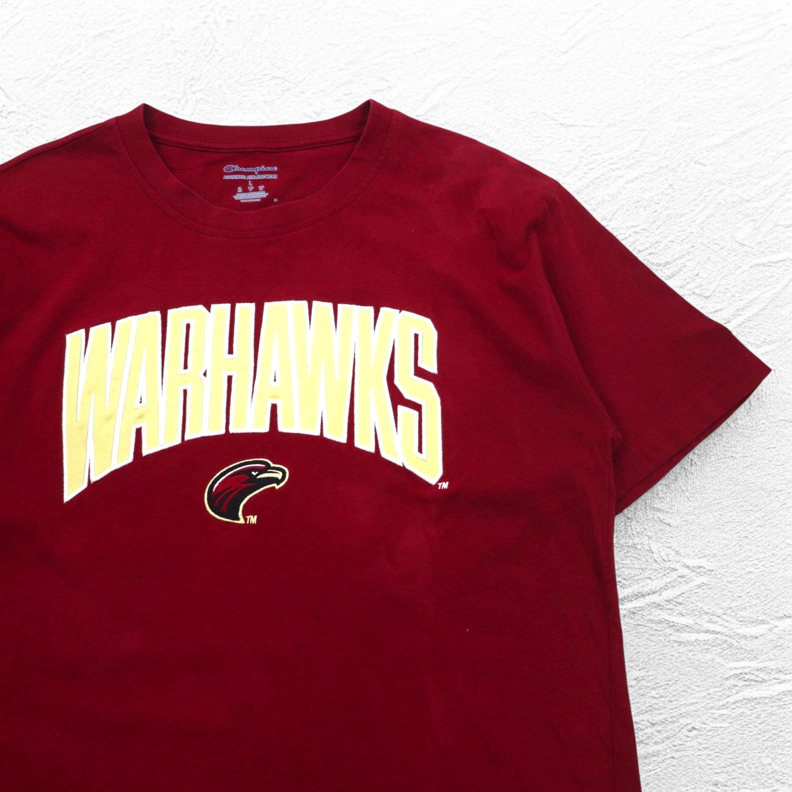 T-shirt Champion college ricamata XL bordeaux cotone WARHAWKS logo ad arco
