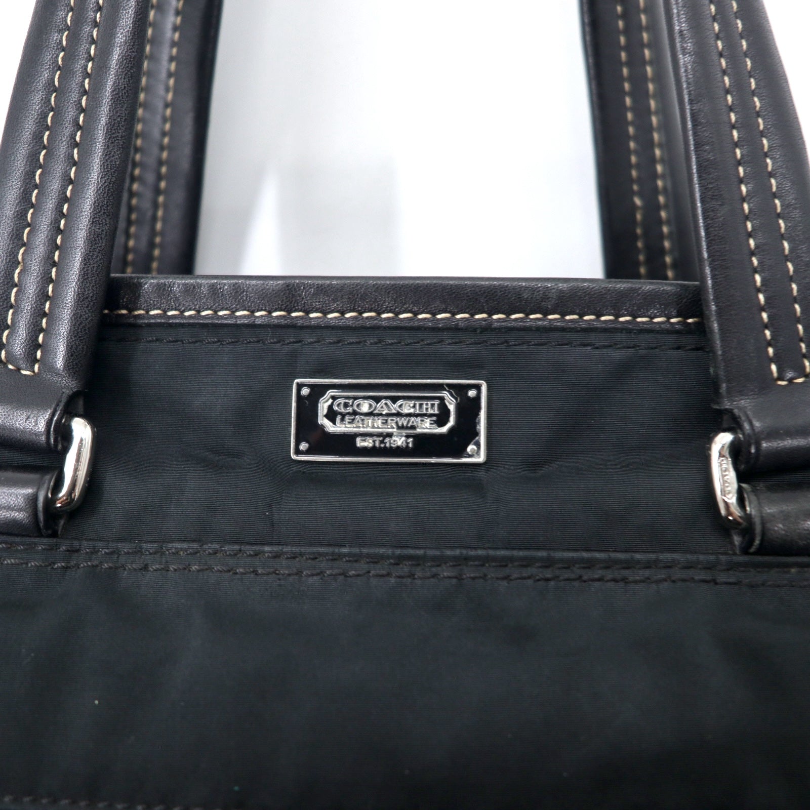COACH Borsa business 2WAY Borsa tote nera Nylon Pelle 70211