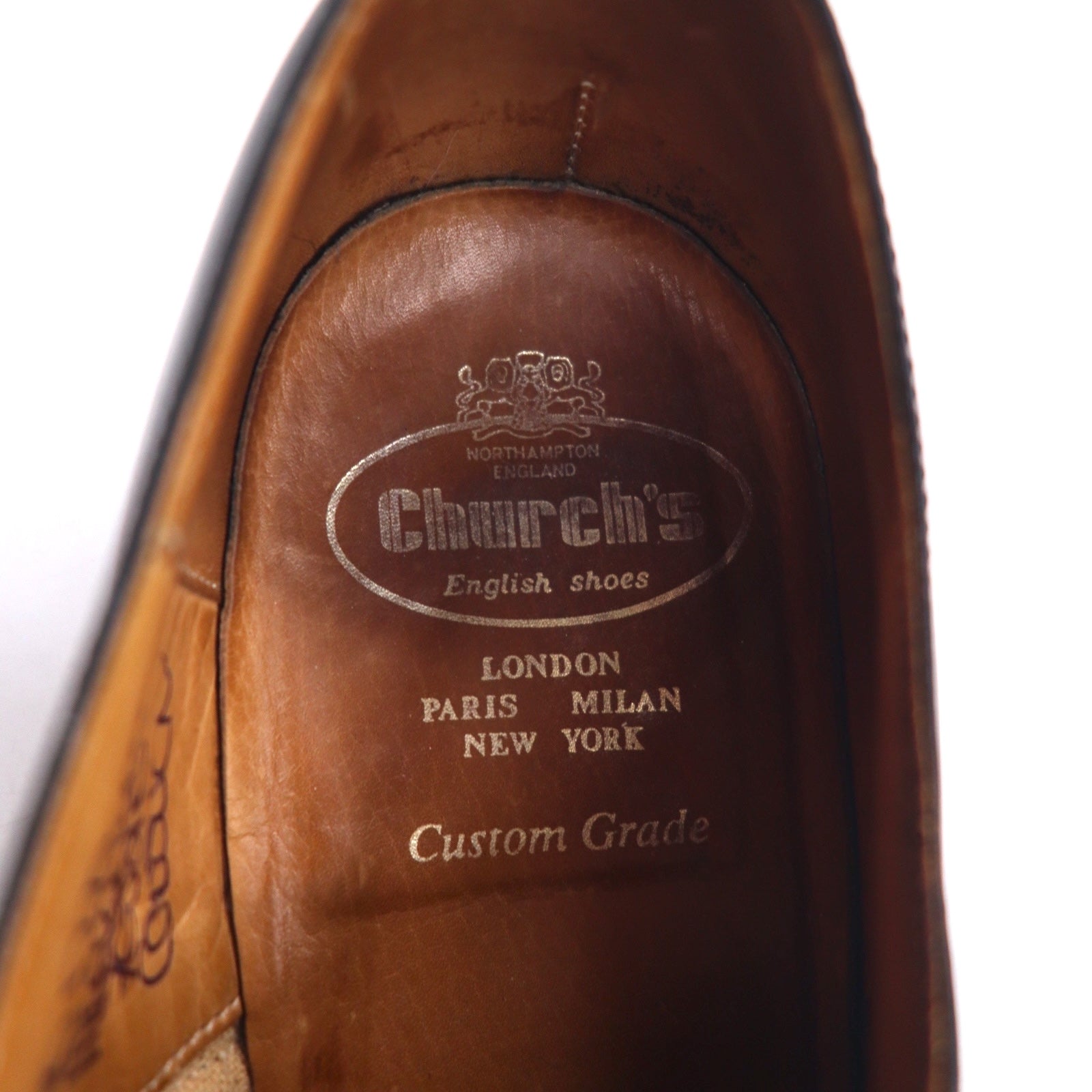 Church's CONSUL scarpe eleganti con cap-toe 73 Last, made in Inghilterra, 29-29.5cm, pelle di vitello nera, Custom Grade