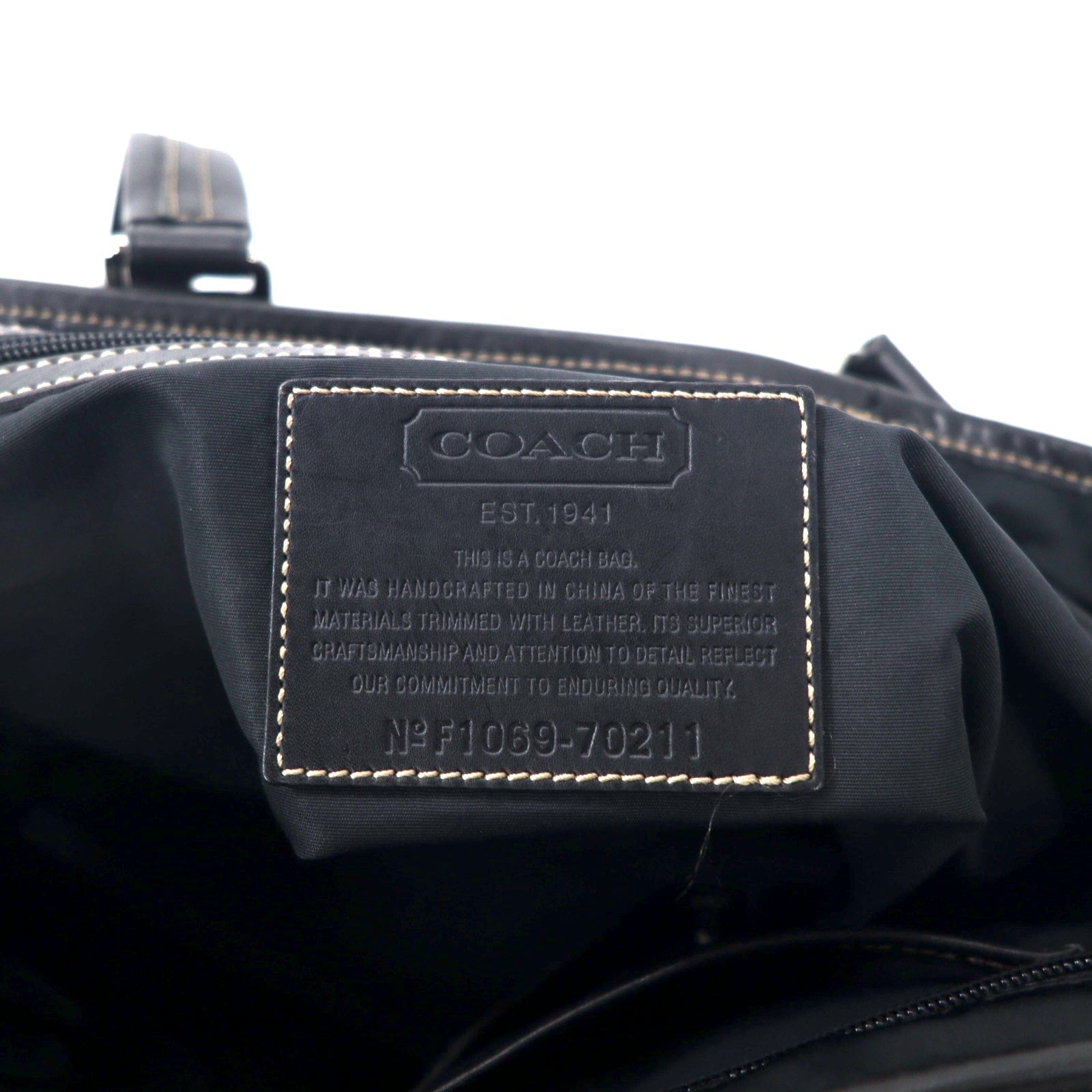 COACH Borsa business 2WAY Borsa tote nera Nylon Pelle 70211