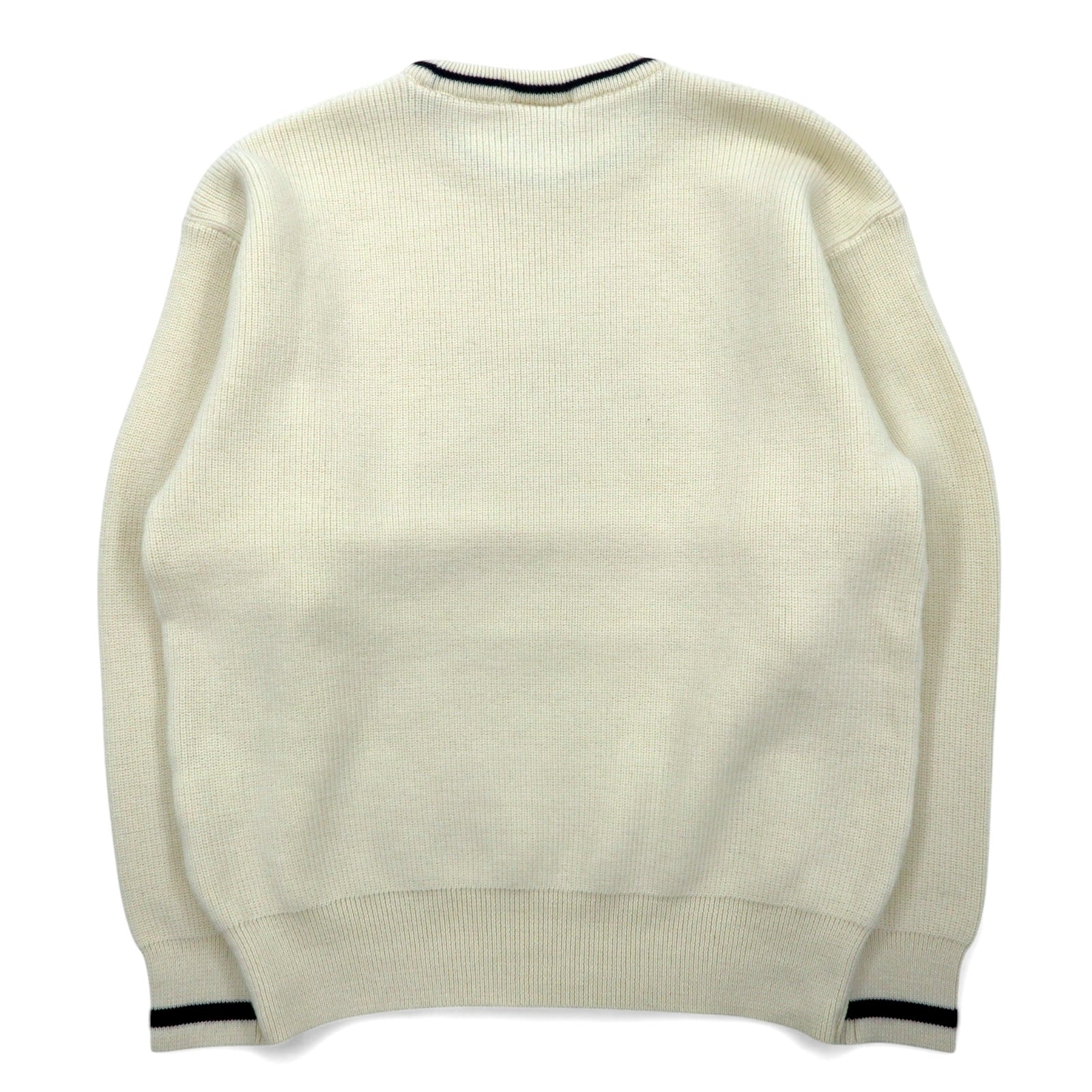 KENT & CURWEN Maglione a trecce L bianco lana logo ricamato made in Japan
