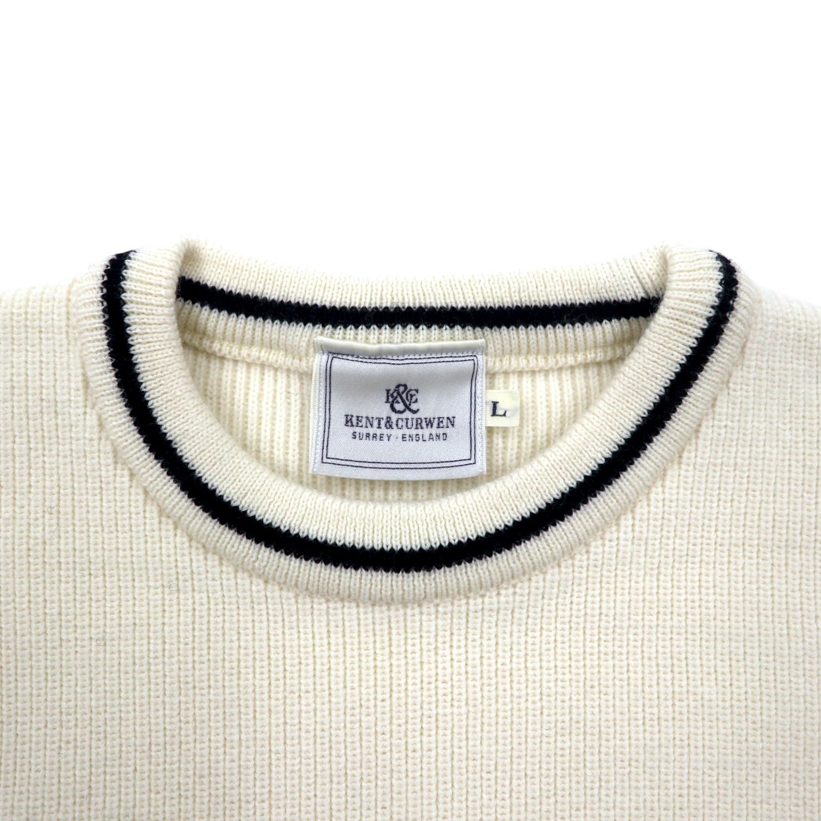 KENT & CURWEN Maglione a trecce L bianco lana logo ricamato made in Japan