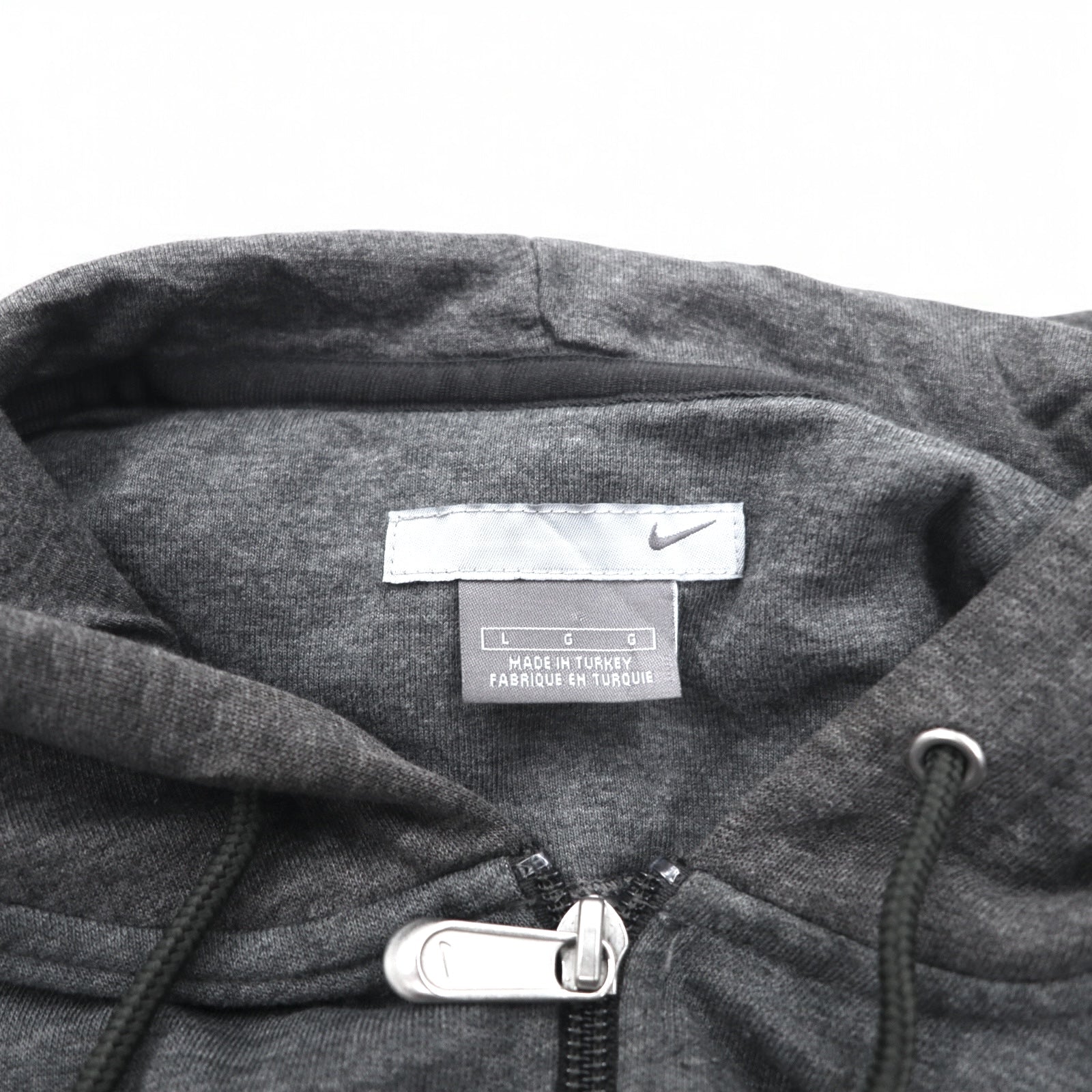 NIKE Full zip hoodie anni 2000 L grigio cotone CHICAGO logo Swoosh ricamato Made in Turchia